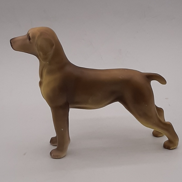 Vintage Matte Sandy Brown Lab Dog Stoic Figure Japan Porcelain - Picture 4 of 9